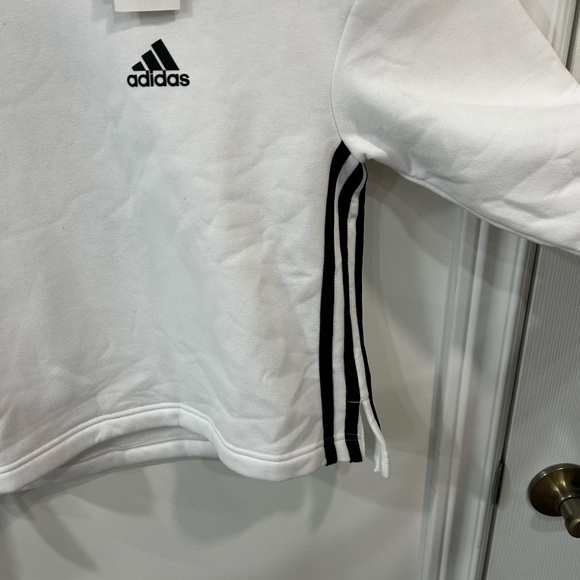 Adidas White Crew cropped Sweatshirt size small - Picture 2 of 5
